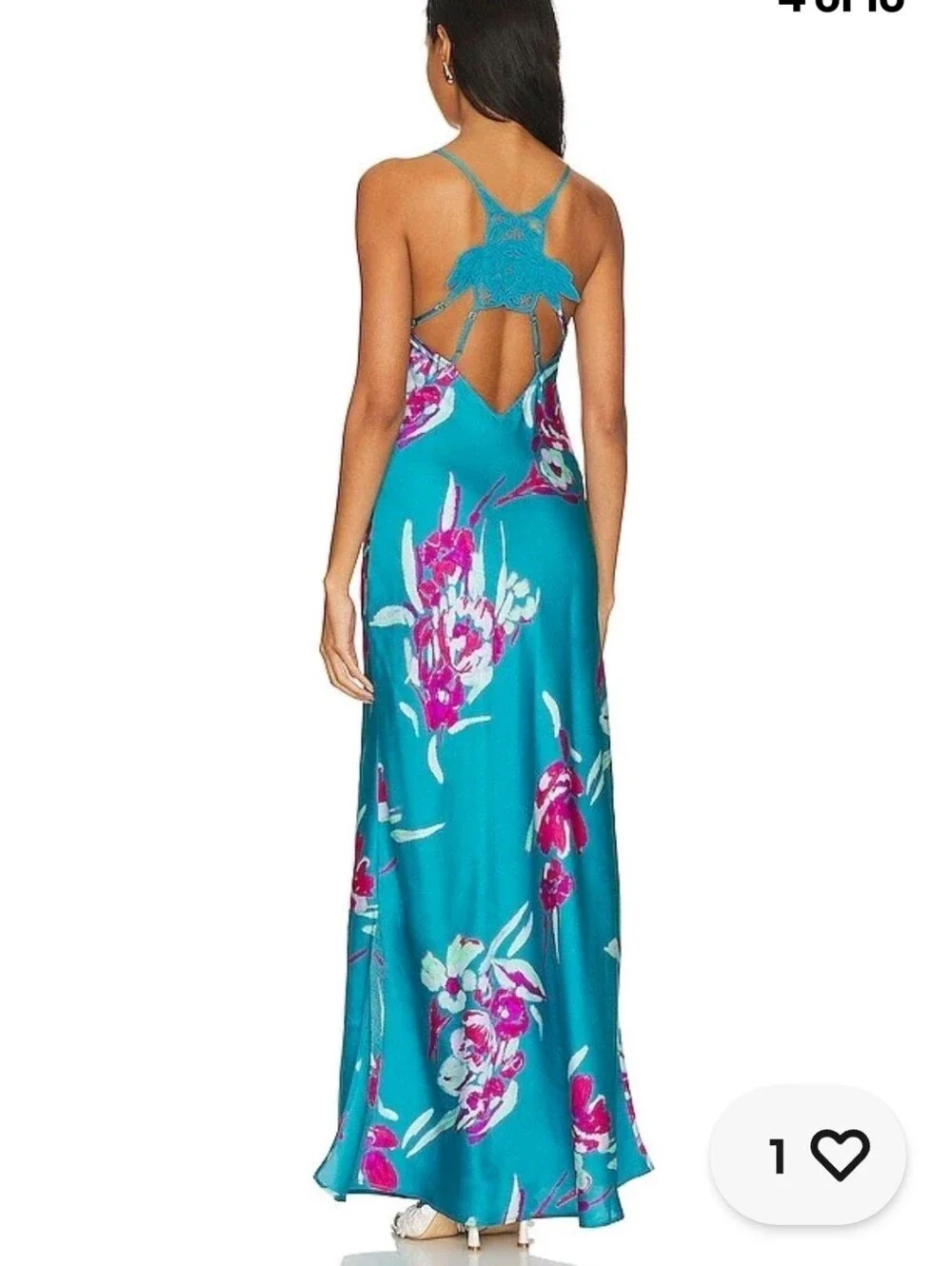 Free People Forever Yours Floral Maxi Dress with Lace Back In River Combo
